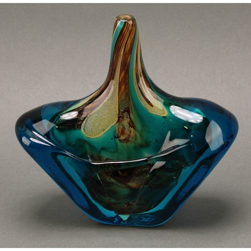 3222 - A Mdina cased glass flattened globular vase, designed by Michael Harris (British 1933-1994), slender... 