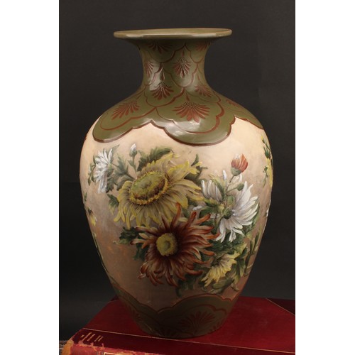 3083 - Ceramics - a large Langley inverted shouldered baluster vase, by Daisy Calvert, impasto decorated wi... 