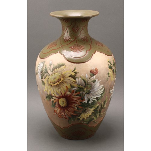 3083 - Ceramics - a large Langley inverted shouldered baluster vase, by Daisy Calvert, impasto decorated wi... 