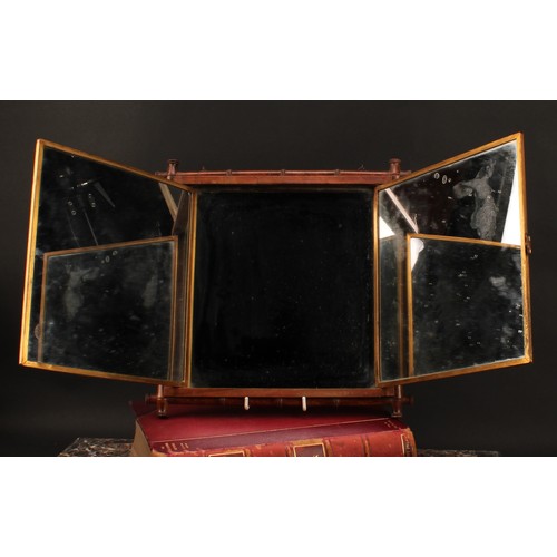 3373 - An Aesthetic Movement bamboo folding triptych mirror, of a type retailed by Liberty & Co., decorated... 