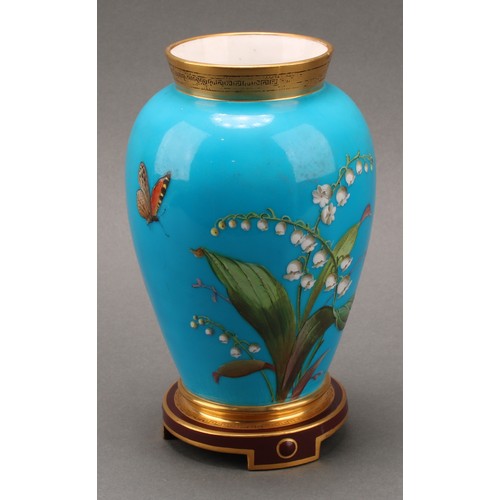 3035 - A pair of Mintons Aesthetic Movement chinoiserie ovoid vases, enamelled with blossom and insects on ... 