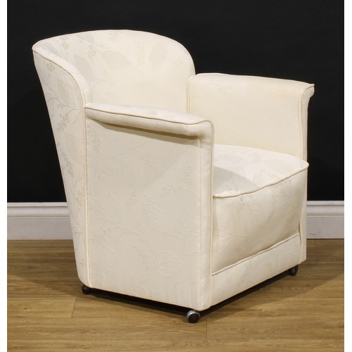 3325 - An Art Deco period club elbow chair, reupholstered, 69cm high, 65cm wide, 72cm deep, c.1930