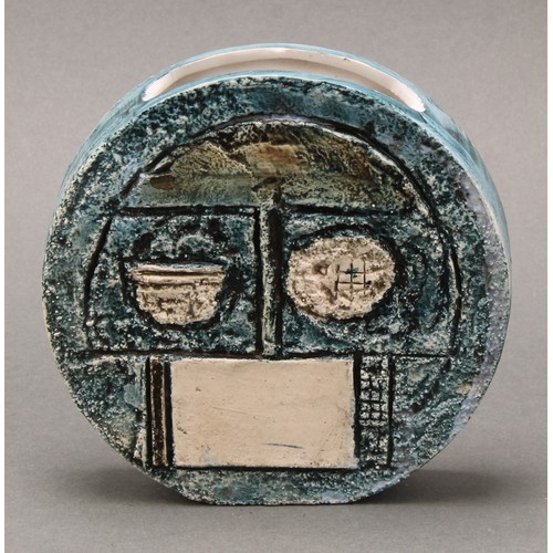 3206 - Studio Pottery - a Troika wheel vase, by Linda Taylor, incised and impressed with geometric shapes i... 