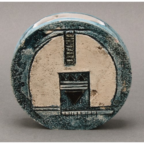 3206 - Studio Pottery - a Troika wheel vase, by Linda Taylor, incised and impressed with geometric shapes i... 