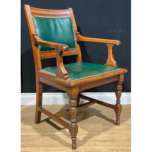 106 - A Victorian mahogany library chair, leather seat and back, 92cm high, 59cm wide