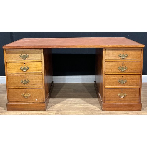 118 - An early 20th century mahogany pedestal desk, probably from a Naval or government building, stamped ... 