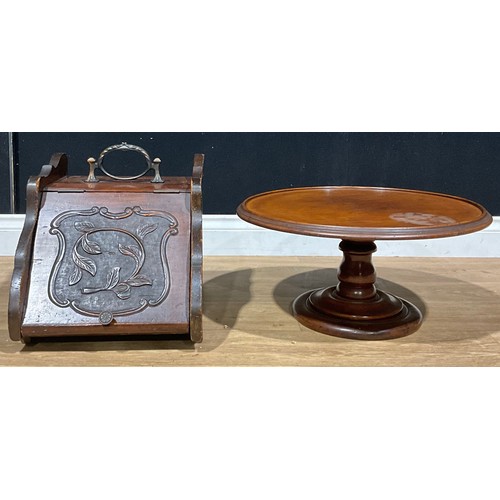 427 - A Victorian mahogany lazy Susan, 24cm high, 50.5cm diameter; a late 19th/early 20th century coal box... 