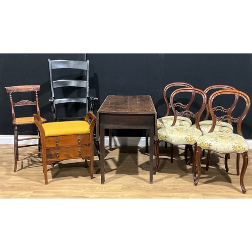 428 - A 19th century oak gateleg table; a Victorian ebonised elbow chair; an early Victorian child’s chair... 