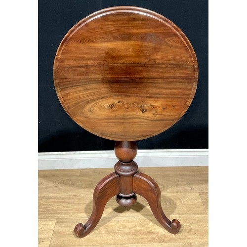 434 - An unusual 19th century style acacia and mahogany tripod occasional table, circular tilting top with... 