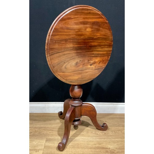 434 - An unusual 19th century style acacia and mahogany tripod occasional table, circular tilting top with... 