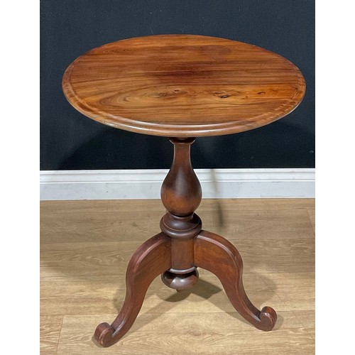 434 - An unusual 19th century style acacia and mahogany tripod occasional table, circular tilting top with... 