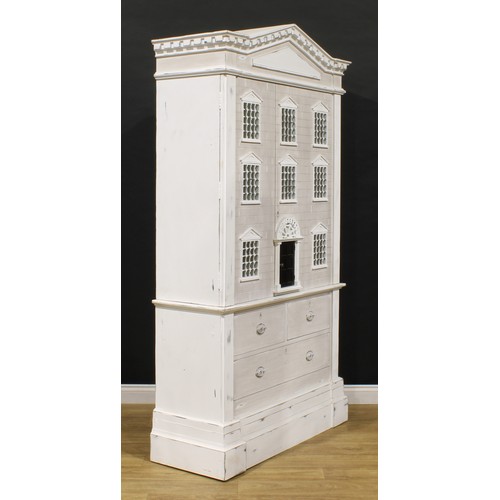 3340 - A contemporary 18th century style architectural doll’s house cabinet, by Andrew Martin, pointed dent... 