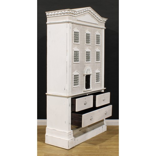 3340 - A contemporary 18th century style architectural doll’s house cabinet, by Andrew Martin, pointed dent... 