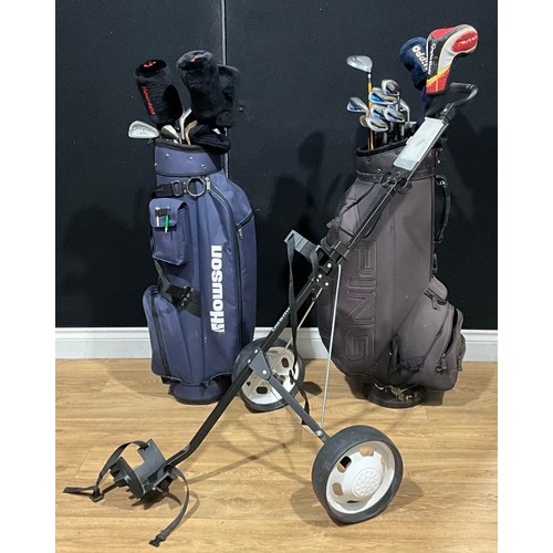 448 - Sporting Goods - a golf club set, Howson, with bag and stand; another, Viper, Donnay, etc, Ping bag