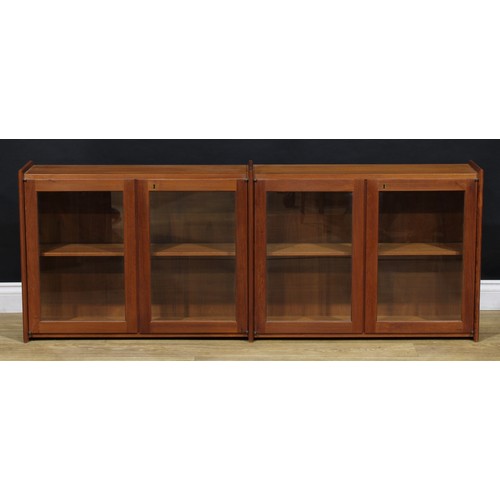 3345 - A mid-20th century teak composed modular ‘floating’ wall system, comprising sideboard, bookcase or d... 