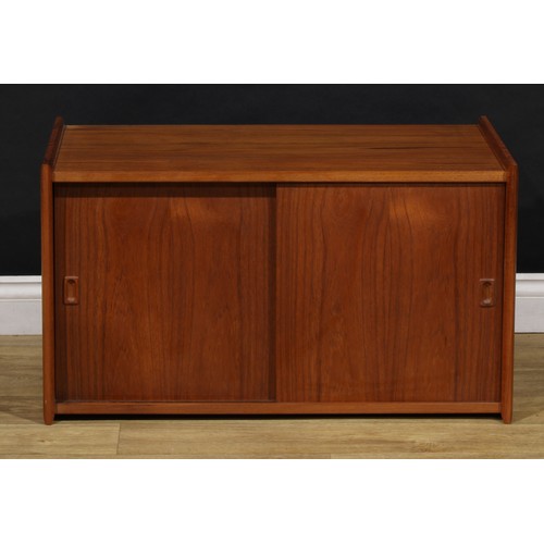 3345 - A mid-20th century teak composed modular ‘floating’ wall system, comprising sideboard, bookcase or d... 