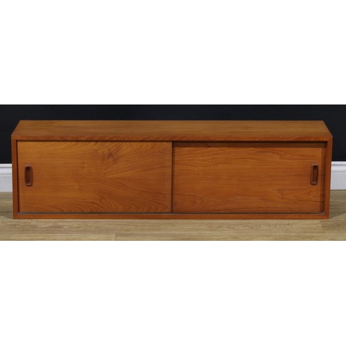 3345 - A mid-20th century teak composed modular ‘floating’ wall system, comprising sideboard, bookcase or d... 