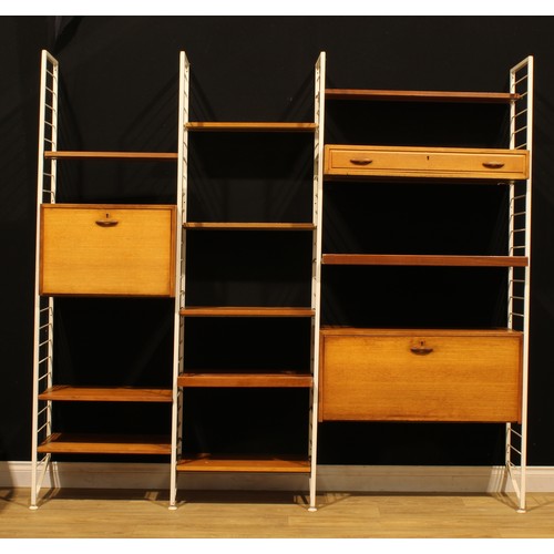 3380 - Mid-century Design - a Staples Ladderax modular wall unit, comprising a drawer, fall front cabinets ... 