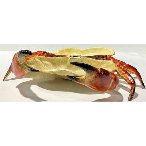 482 - A painted cast iron box, in the form of a crab, 32cm wide