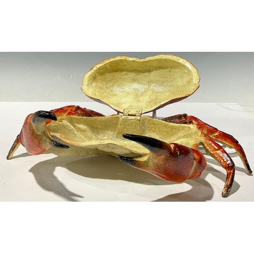 482 - A painted cast iron box, in the form of a crab, 32cm wide