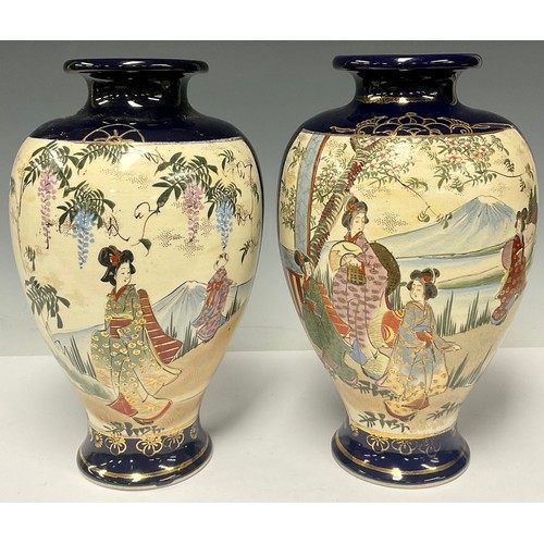 486 - A pair of Japanese Satsuma export vases