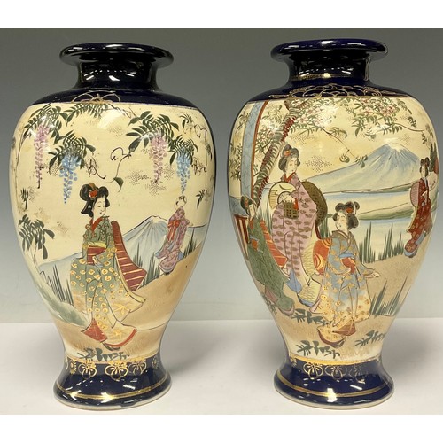 486 - A pair of Japanese Satsuma export vases