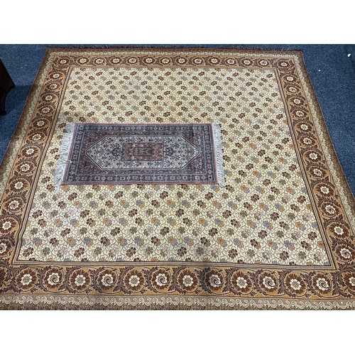 499 - A large Kashmir design wool rug or carpet, 365cm x 365cm; A Bidjar type wool rug or carpet, Super Ke... 