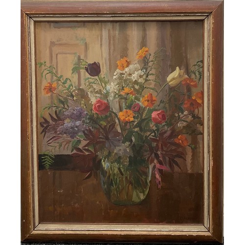 2100 - Florence Olga Farmer (Nottingham 1912 - 1996) 
Flowers in a Vase  
signed, oil on canvas, 62.5cm x 5... 