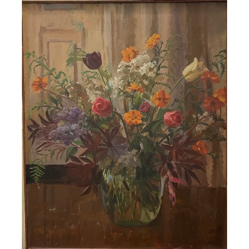 2100 - Florence Olga Farmer (Nottingham 1912 - 1996) 
Flowers in a Vase  
signed, oil on canvas, 62.5cm x 5... 