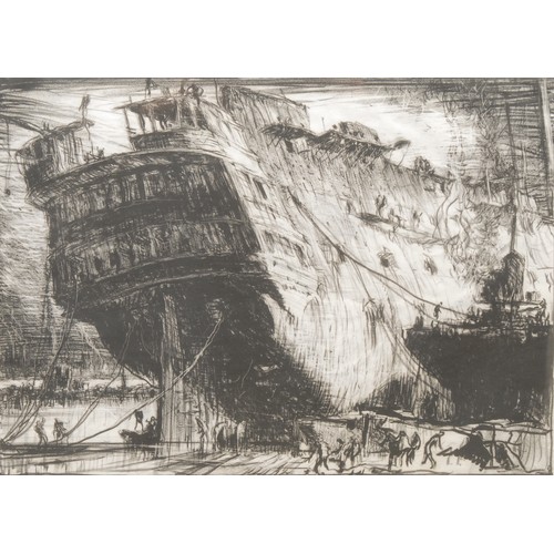 2106 - Frank Brangwyn RA (1867 - 1956) 
Breaking up The Caledonia 
signed, lithograph, 27cm x 36cm