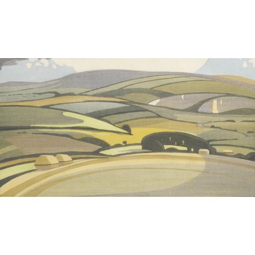 2060 - Edward Loxton Knight RBA (1905 - 1993) 
The Downs 
signed, 6/50 polychrome woodcut, 19cm x 31cm