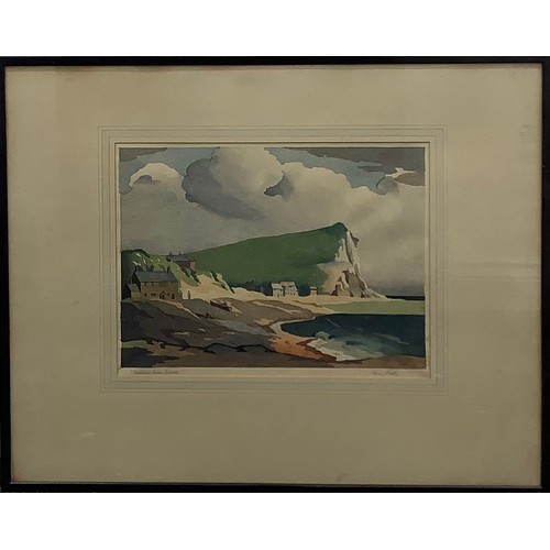 2091 - Eric Slater (1896 - 1963), by and after, Seaford Head, Sussex, signed, colour woodcut, 27.5cm x 36.5... 