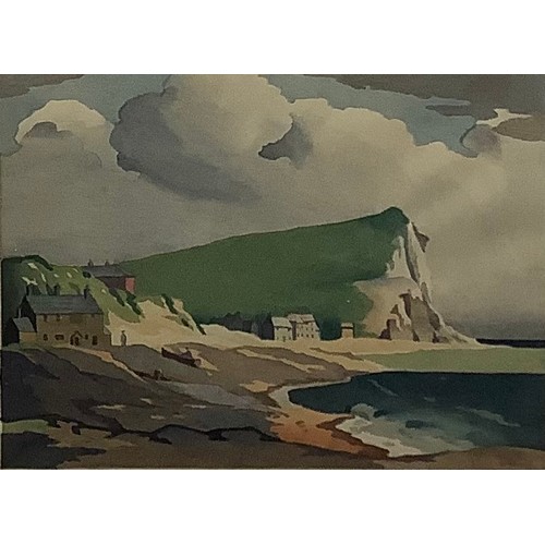 2091 - Eric Slater (1896 - 1963), by and after, Seaford Head, Sussex, signed, colour woodcut, 27.5cm x 36.5... 