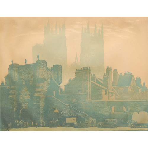 2074 - Emile Antoine Verpilleux (1888 - 1964), 
York Minster, colour woodcut, 37cm x 47cm