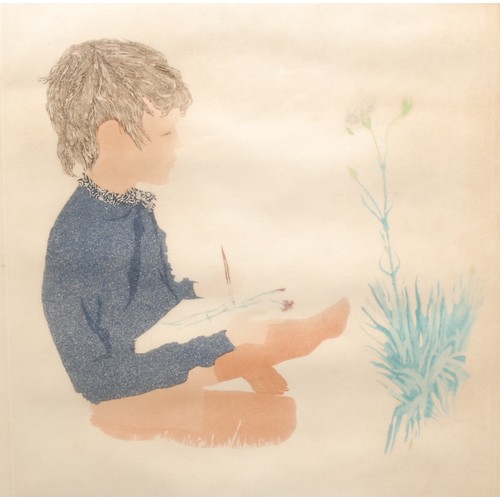 2279 - Patrick Procktor  (1936 - 2003), Boy with Flower, signed, lithograph, 54cm x 34cm