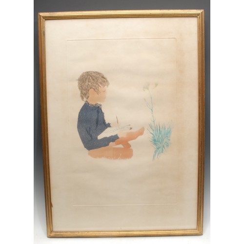 2279 - Patrick Procktor  (1936 - 2003), Boy with Flower, signed, lithograph, 54cm x 34cm