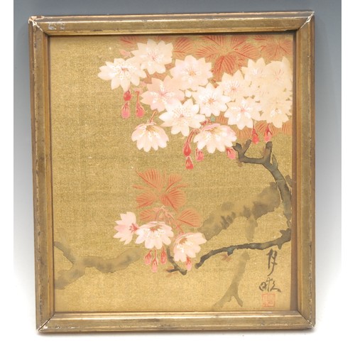 2031 - Chinese School (Qing Period) 
Blossoming Prunus 
signed, mixed media on silk, 21.5cm x 18cm