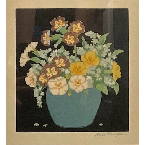 2194 - John Hall Thorpe  (1874 - 1947), Polyanthus, signed, colour woodcut, 20cm x 18cm