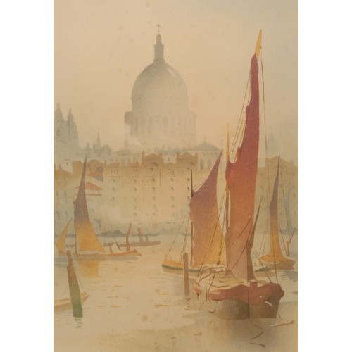 2163 - James Alphege Brewer (1881-1946) 
St Paul's (from Bankside) 
signed, titled, colour woodcut, 39cm x ... 