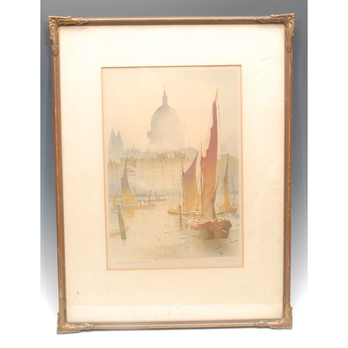 2163 - James Alphege Brewer (1881-1946) 
St Paul's (from Bankside) 
signed, titled, colour woodcut, 39cm x ... 