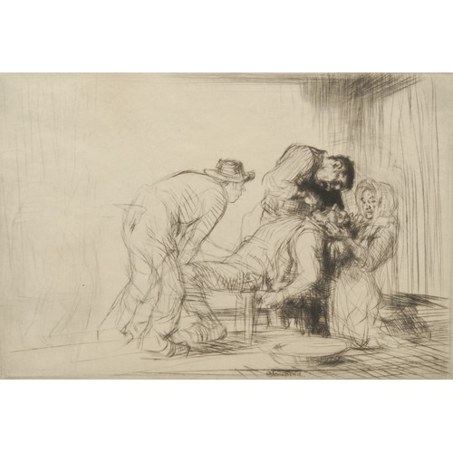 2043 - Edmund Blampied (1886-1966) 
The Farmer Dentist 
signed, etching, 19.5cm x 27.5cm