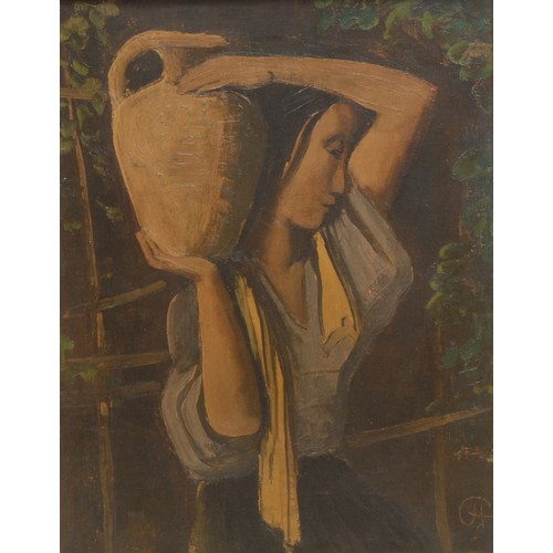 2229 - After Karl Hofer (1878-1955) 
Girl with Pitcher 
Reproduction laid onto canvas, 48cm x 38cm