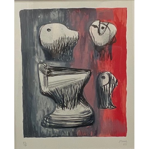 2149 - Henry Moore (1898 - 1986), Heads, lithograph, signed in pencil, dated 67, numbered 37/50, 42.5cm x 3... 