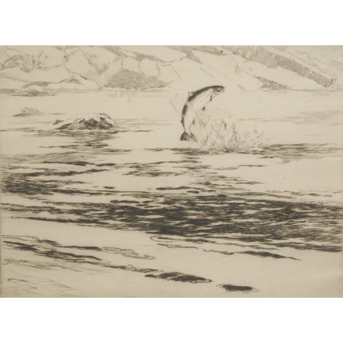 2272 - Norman Wilkinson (1878 - 1971), Fresh Run Fish, 
dry point etching, signed in pencil, 24.5cm x 32cm