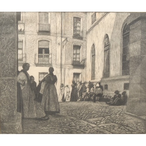 2329 - Sydney Lee (1866-1949) 
Spanish Courtyard 
signed, dated 1926, wood engraving, 32.5cm x 39cm