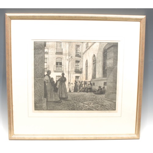 2329 - Sydney Lee (1866-1949) 
Spanish Courtyard 
signed, dated 1926, wood engraving, 32.5cm x 39cm