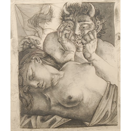 2289 - Pierre-Yves Trémois (1921-2020) 
Nude with Satyr 
signed, 7/13, etching, 37cm x 30cm