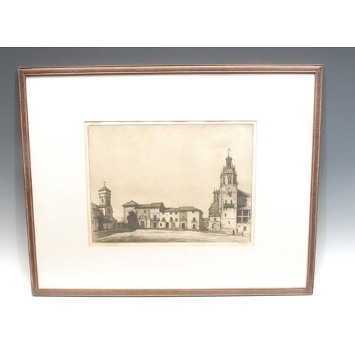 2353 - William Strang (Scottish 1859 - 1921), Plaza Mayor Ronda, signed, etching, 26.5cm x 35.5cm