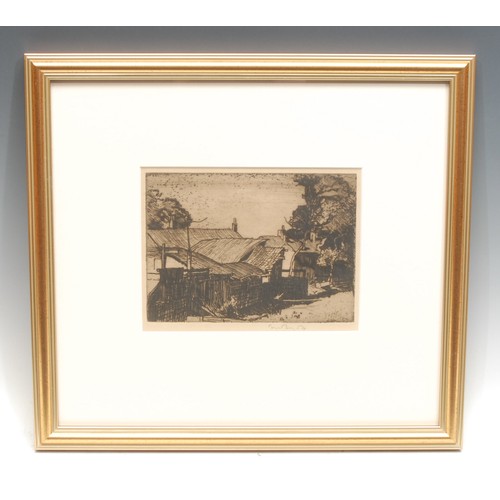 2102 - Frank Brangwyn  (1867 - 1956), Pig Sty, etching, signed in pencil, 13cm x 17.5cm