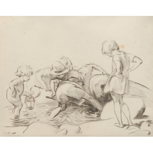 2167 - James Henry Dowd (1883 - 1956), Children, etching, signed in pencil, 14.5cm x 18cm